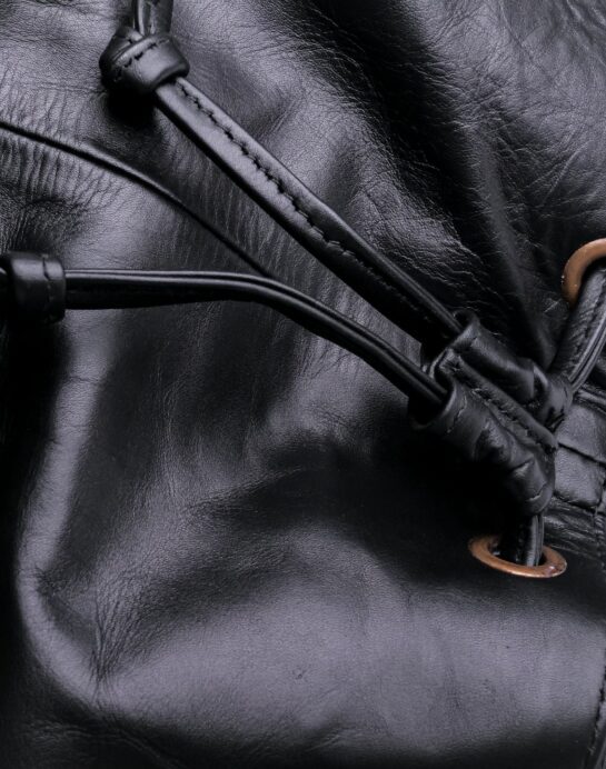 Leather Backpack Travel Laptop Office Bag- Granite Black - Image 9