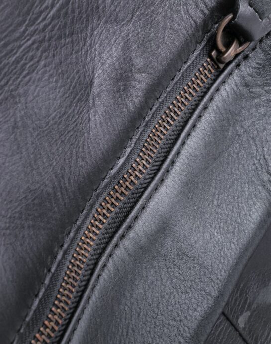Leather Backpack Travel Laptop Office Bag- Granite Black - Image 10