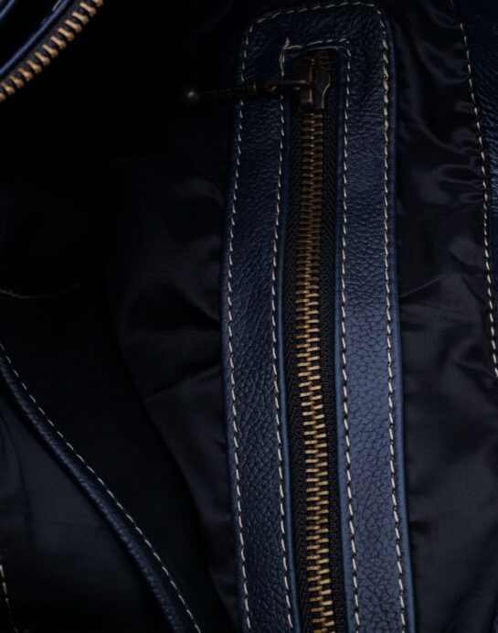 Everyday Women's Leather Zipper Tote Bag-Midnight Blue - Image 8