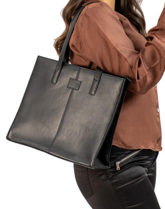 Everyday Women's Leather Zipper Tote Bag-Black - Image 3