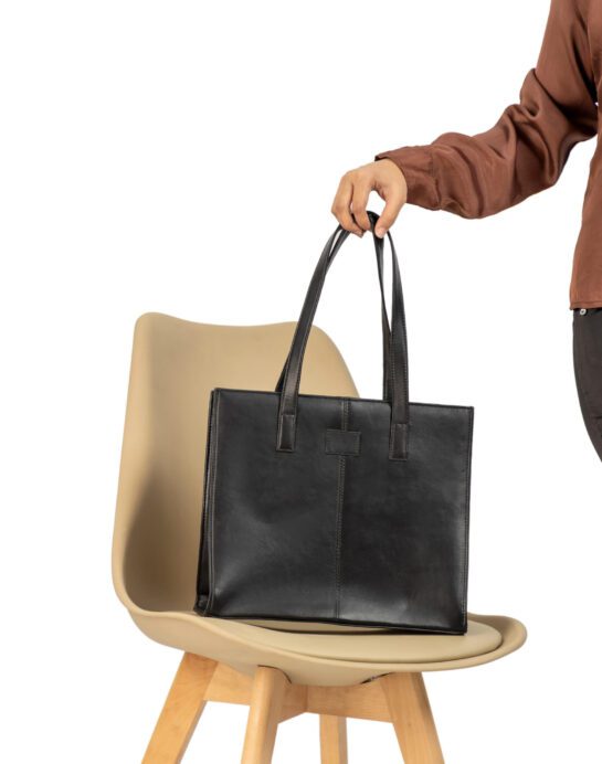 Everyday Women's Leather Zipper Tote Bag-Black - Image 5