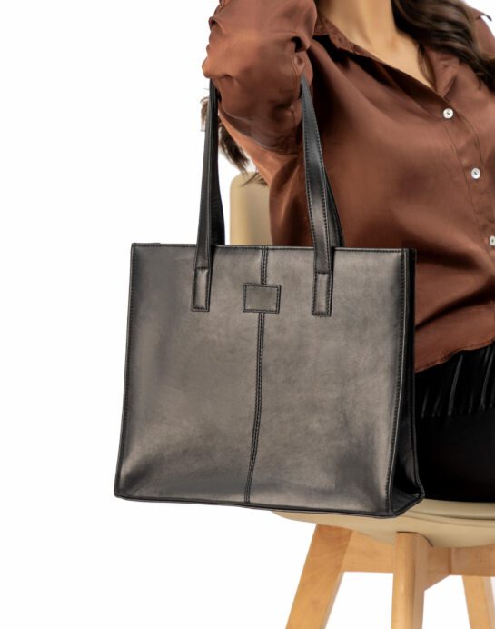 Everyday Women's Leather Zipper Tote Bag-Black - Image 6