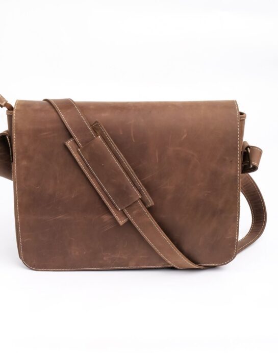 Classic Satchel Vintage Leather Messenger Bag (Vintage Brown)