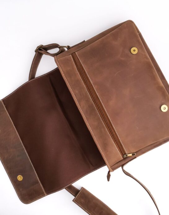 Classic Satchel Vintage Leather Messenger Bag (Vintage Brown) - Image 4