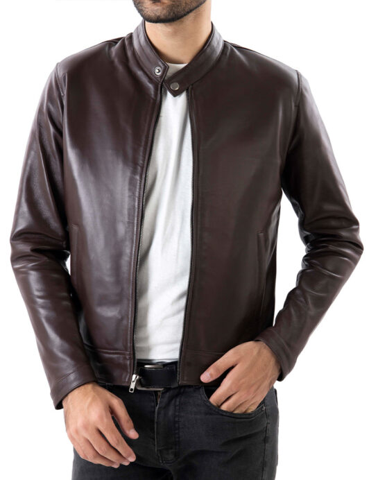 Brown Mens Pure Sheep Leather Jacket - Image 3