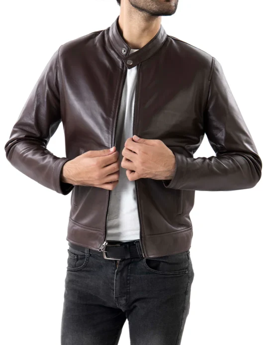 Brown Mens Pure Sheep Leather Jacket