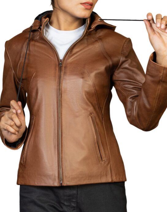 Jenny Hooded Womens Leather Jacket - Image 17