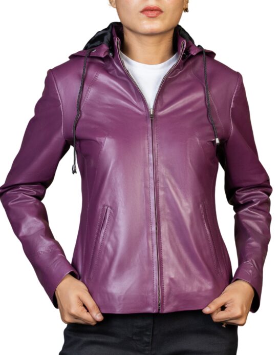 Jenny Hooded Womens Leather Jacket - Image 7