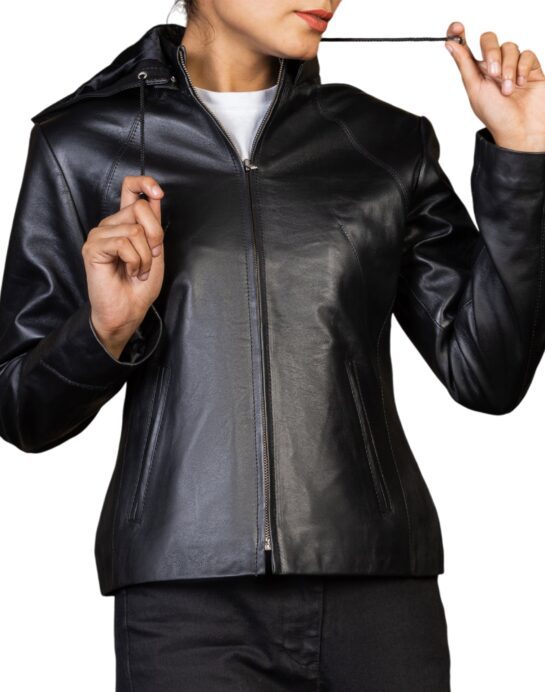 Jenny Hooded Womens Leather Jacket