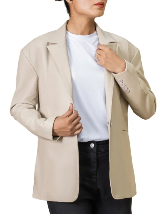 Oversized Leather Blazer for Women