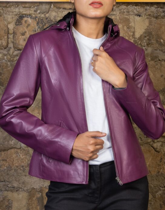 Jenny Hooded Womens Leather Jacket - Image 8