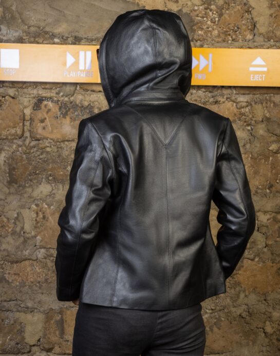 Jenny Hooded Womens Leather Jacket - Image 4