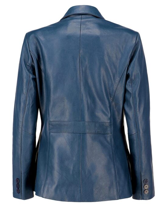 Classic 2-Button Lambskin Leather Blazer Women - Image 5