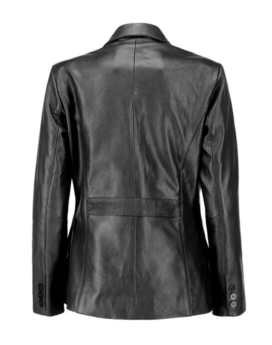 Classic 2-Button Lambskin Leather Blazer Women - Image 3