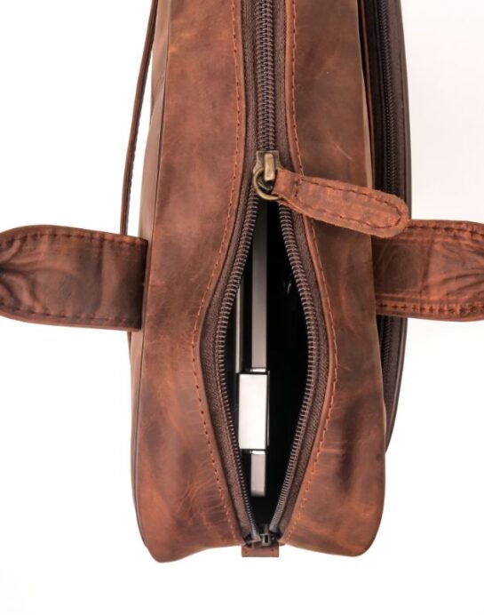 Everyday Companion Leather Laptop Bag-Vintage Dark Brown - Image 6