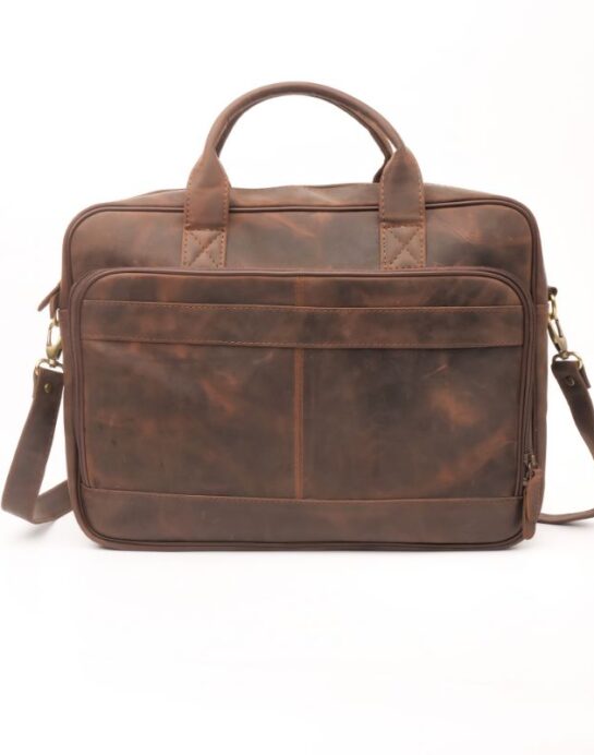 Everyday Companion Leather Laptop Bag-Vintage Dark Brown