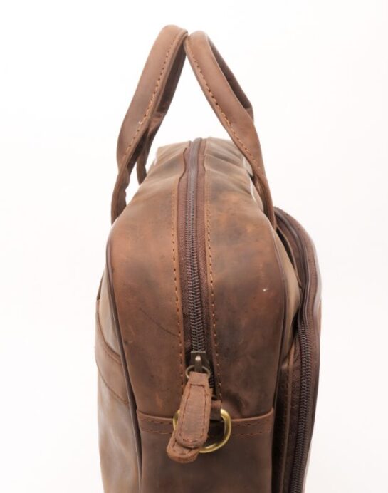 Everyday Companion Leather Laptop Bag-Vintage Dark Brown - Image 2