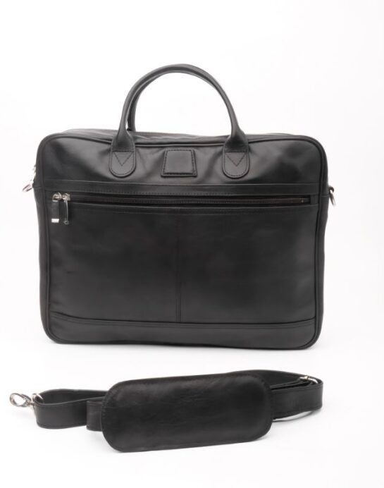 Executive Leather Laptop Bag-Black - Image 3