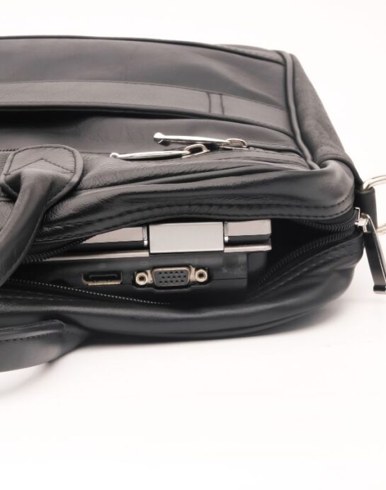 Executive Leather Laptop Bag-Black - Image 5