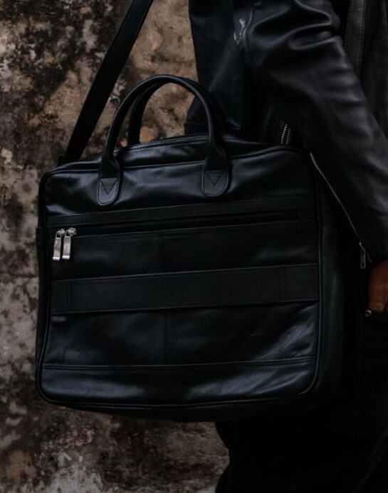 Executive Leather Laptop Bag-Black - Image 6
