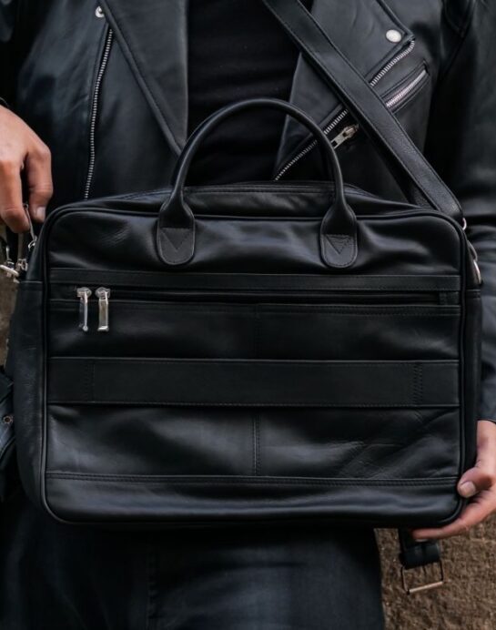 Executive Leather Laptop Bag-Black - Image 7