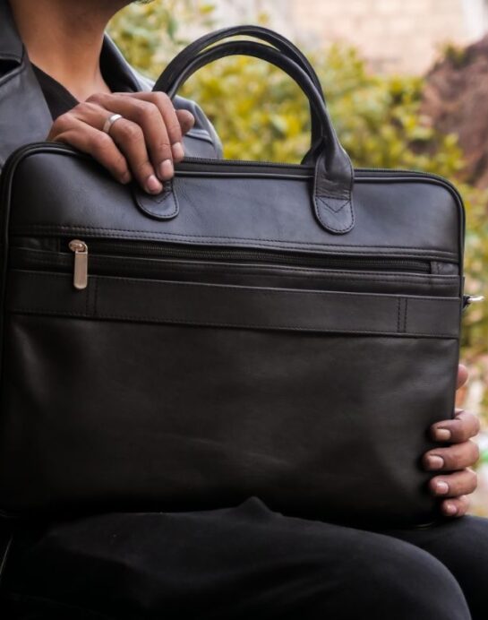 Executive Leather Laptop Bag-Black - Image 8
