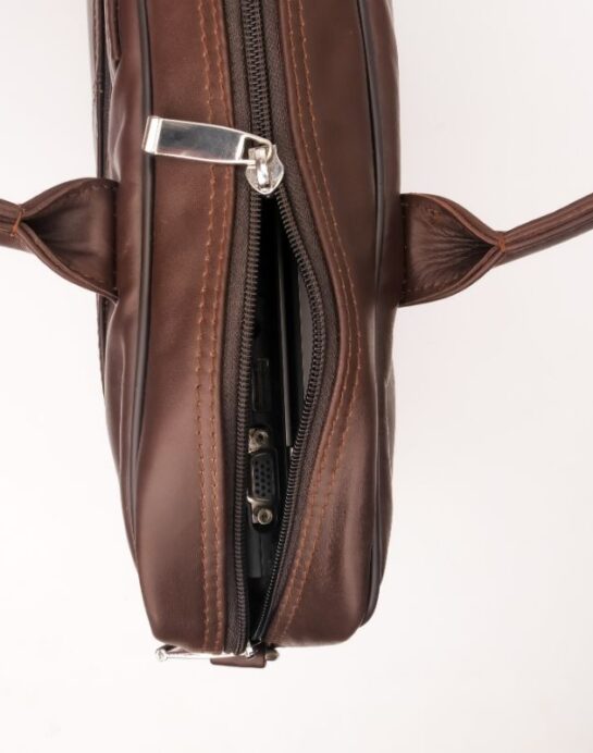 Executive Leather Laptop Bag-Brown - Image 3