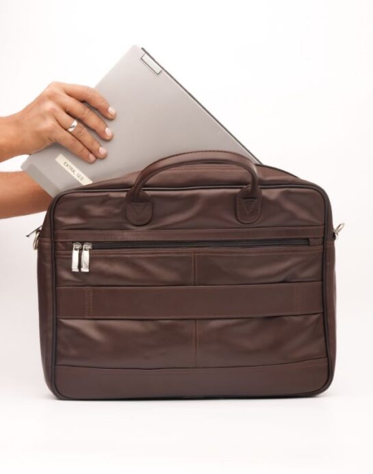 Executive Leather Laptop Bag-Brown - Image 5