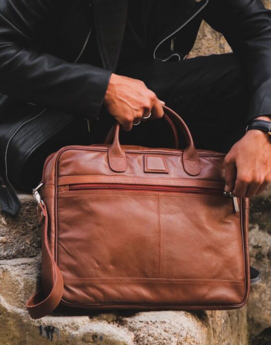 Executive Leather Laptop Bag-Tan - Image 3