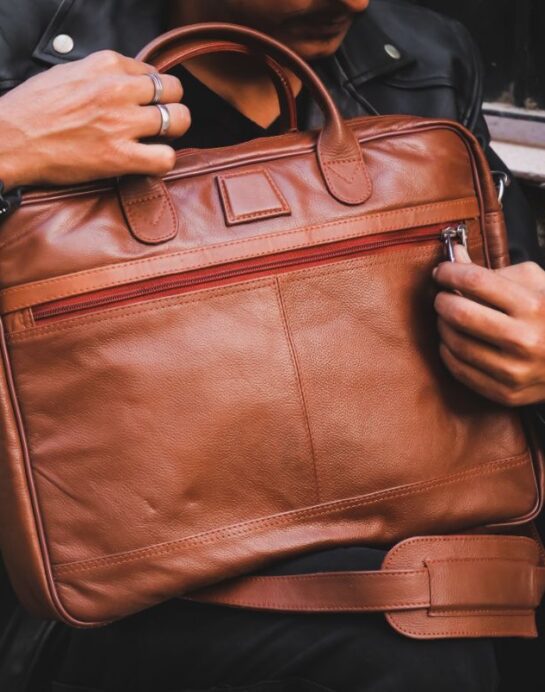 Executive Leather Laptop Bag-Tan - Image 4