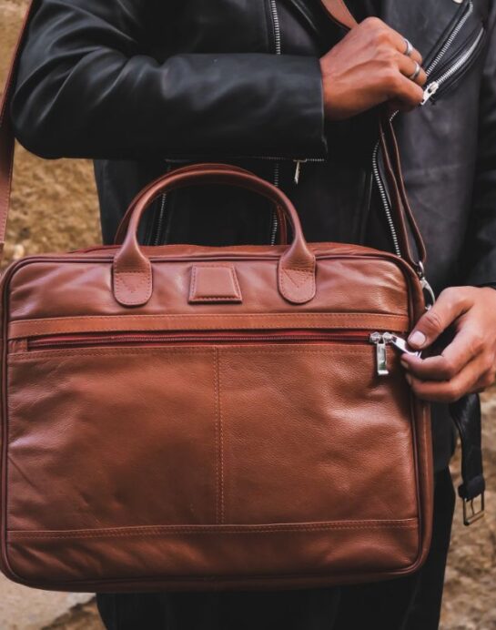 Executive Leather Laptop Bag-Tan - Image 5