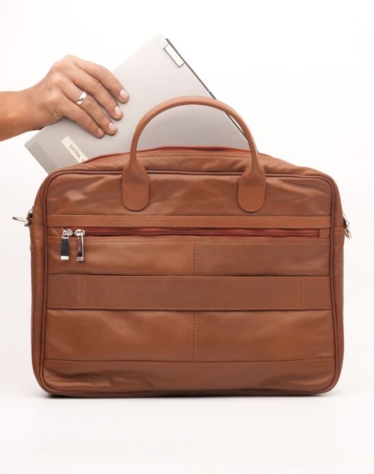 Executive Leather Laptop Bag-Tan - Image 7