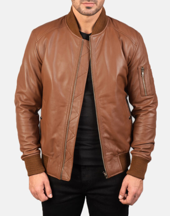 Bomia Ma-1 Leather Bomber Jacket - Image 3