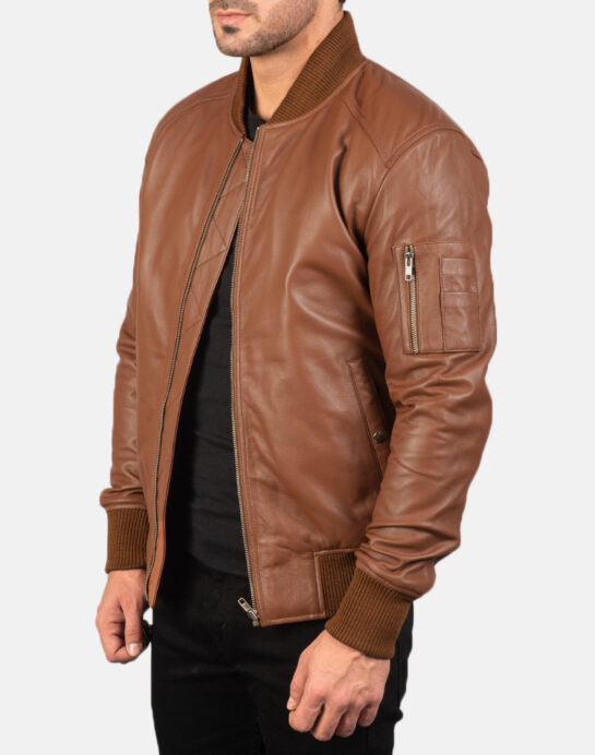 Bomia Ma-1 Leather Bomber Jacket - Image 2