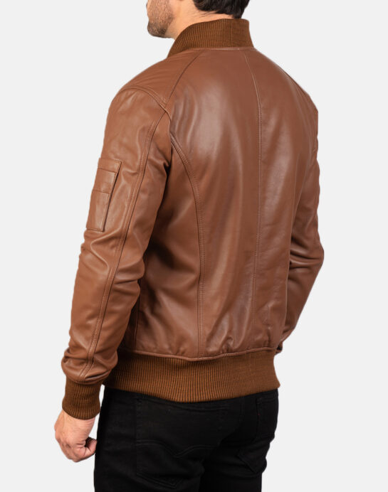 Bomia Ma-1 Leather Bomber Jacket - Image 5