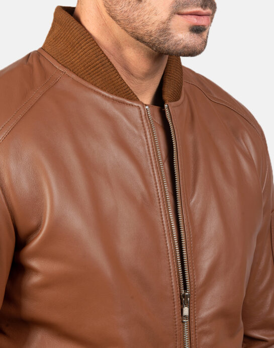 Bomia Ma-1 Leather Bomber Jacket - Image 6