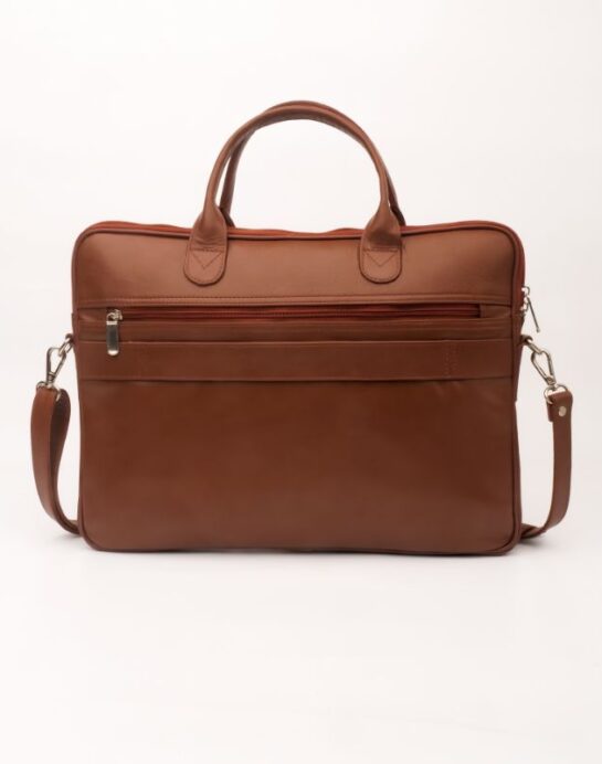 Parker Slim Leather Laptop Bag-Tan