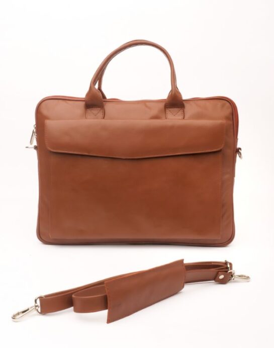 Parker Slim Leather Laptop Bag-Tan - Image 4