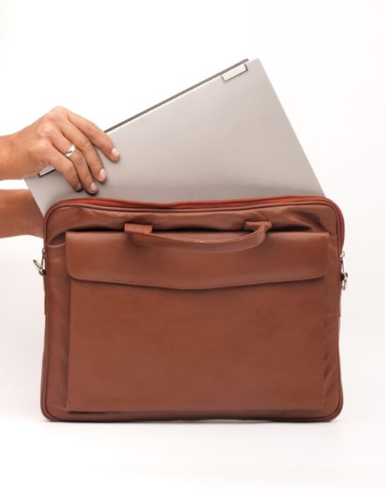 Parker Slim Leather Laptop Bag-Tan - Image 6