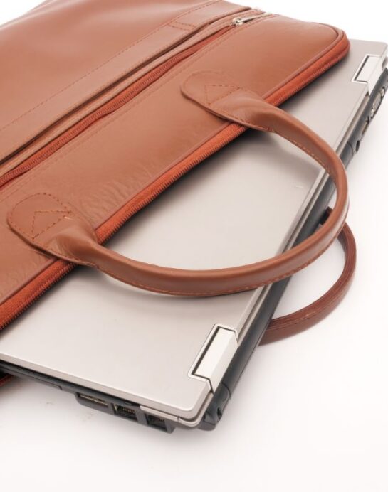 Parker Slim Leather Laptop Bag-Tan - Image 7