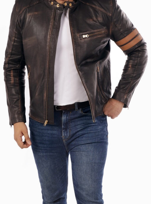 Cafe Racer Genuine Lambskin Leather Jacket - Image 10