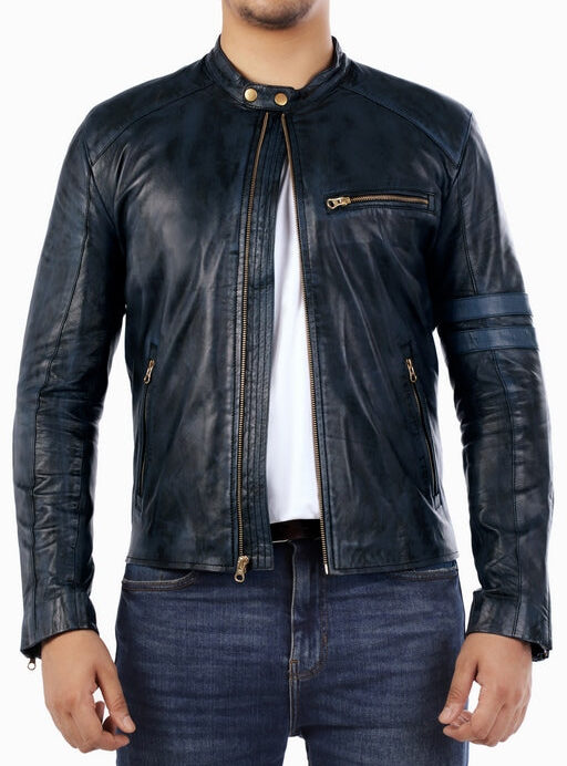 Cafe Racer Genuine Lambskin Leather Jacket - Image 8