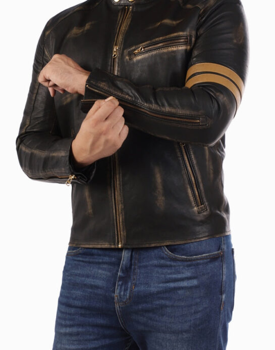 Cafe Racer Genuine Lambskin Leather Jacket - Image 4