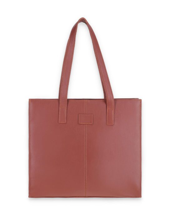 Everyday Women's Leather Zipper Tote Bag-Tan Brown