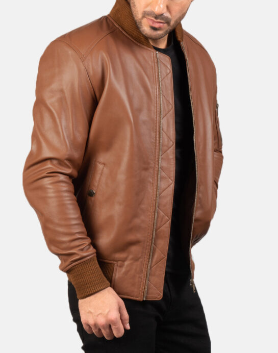 Bomia Ma-1 Leather Bomber Jacket - Image 4