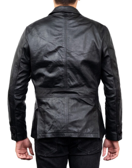 2-Button Men Lambskin Leather Blazer - Image 12