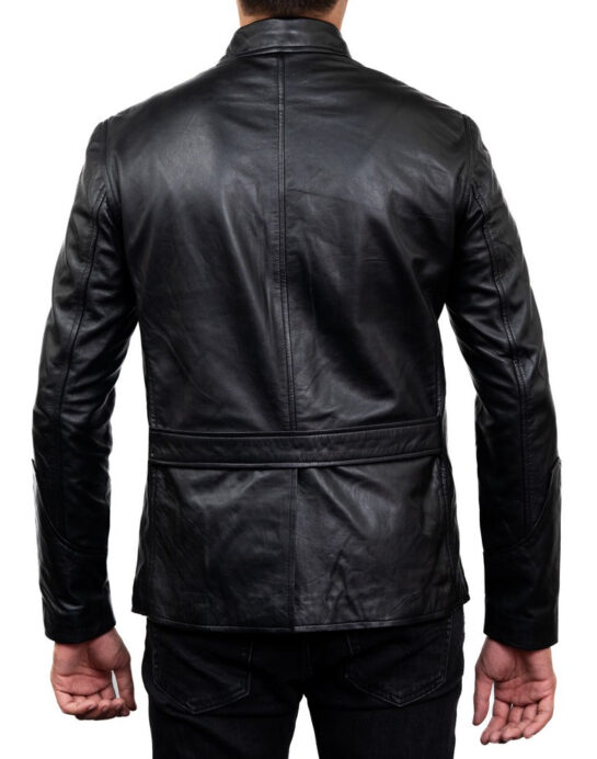 5-Button Men Lambskin Leather Blazer - Image 4