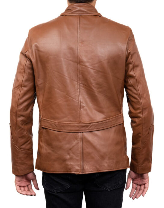 5-Button Men Lambskin Leather Blazer - Image 13