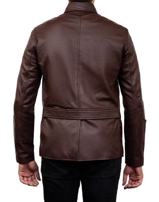 5-Button Men Lambskin Leather Blazer - Image 6