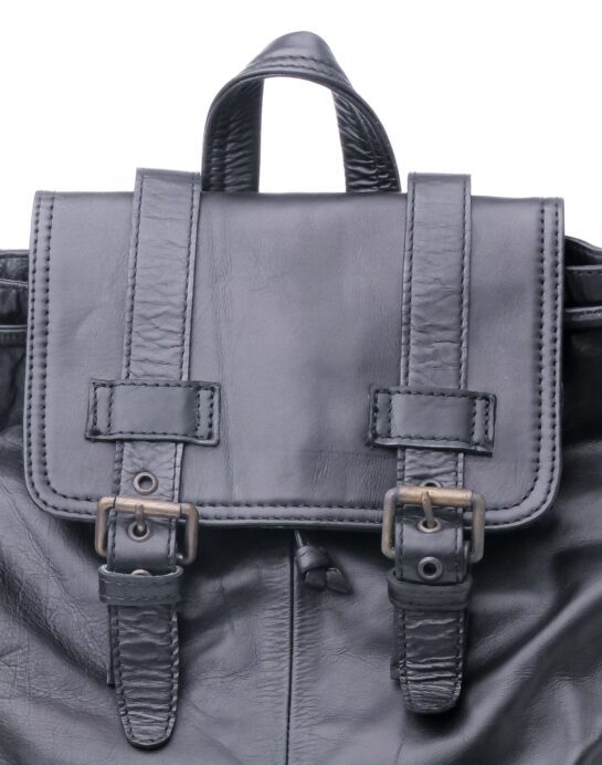 Leather Backpack Travel Laptop Office Bag- Granite Black - Image 2